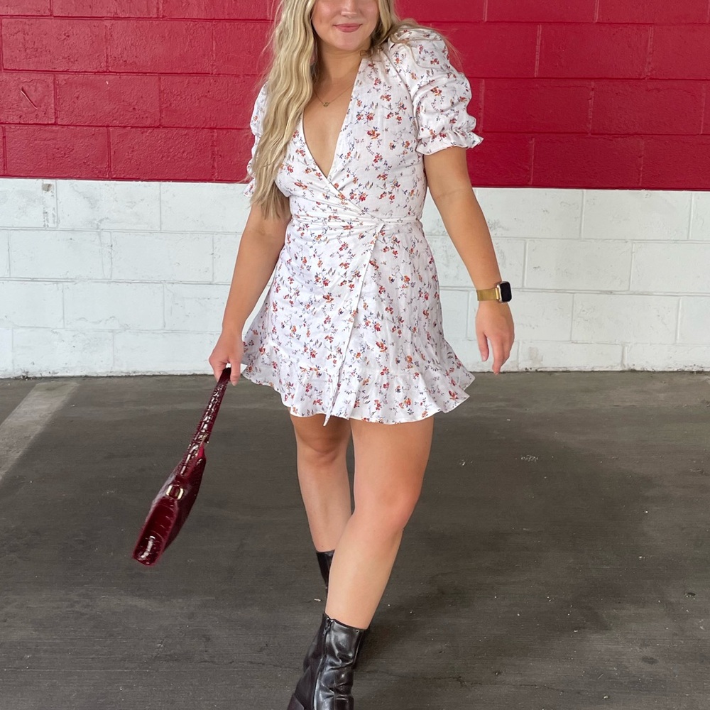 Reformation White Floral Mini Dress